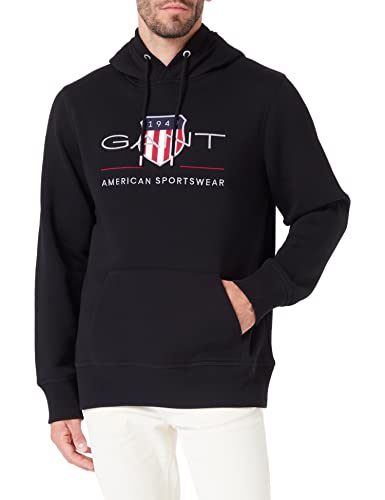 Gant Herren Reg Archive Shield Hoodie Kapuzenpullover, Schwarz, 5XL EU von GANT