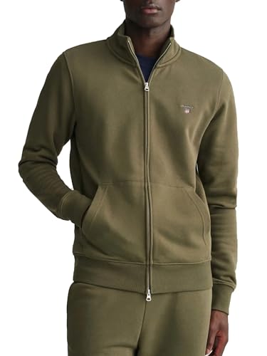Gant Herren Reg Shield Full Zip Sweatshirt, Juniper Green, L EU von GANT