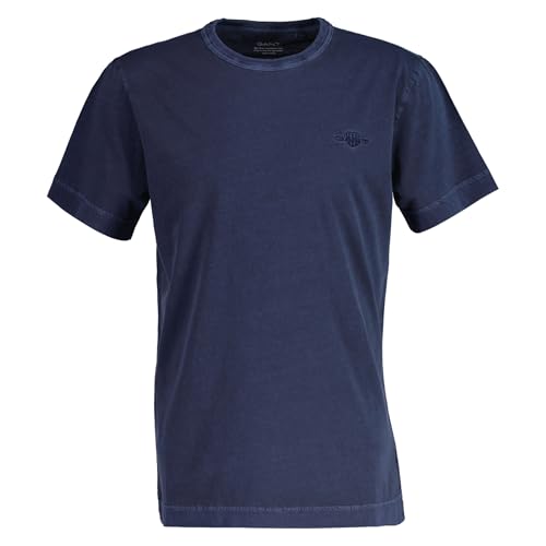 Gant Herren T-Shirt, ausgewaschen - Sunfaded T-Shirt, Washer, Kurzarm, Rundhals Dunkelblau L von GANT