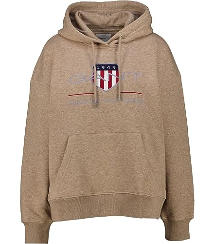 GANT Damen Rel Archive Shield Hoodie Kapuzenpullover, Desert Brown, L EU von GANT