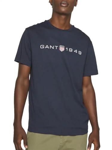 GANT Herren Printed Graphic T-Shirt, Evening Blue, S EU von GANT
