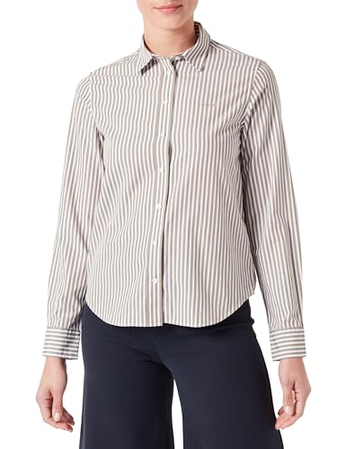 GANT Damen Reg Poplin Striped Shirt Bluse, Dried Clay, 38 EU von GANT