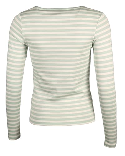 GANT Damen Slim Striped 1x1 Ribbed Ls T-Shirt T-Shirt, Dusty Turquoise, XL von GANT