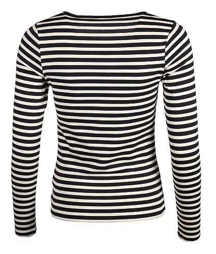 GANT Damen Slim Striped 1x1 Ribbed Ls T-Shirt, Evening Blue, L EU von GANT