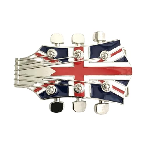 GANYKQ Gitarren-Form Gürtelschnalle Musikliebhaber Kleidungszubehör Musikinstrument Form Gürtelschnalle für Erwachsene Ersatz, Union Jack Design, 11 von GANYKQ