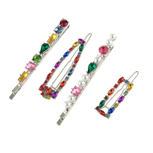 GANYKQ Glitzernde Strass-Haarspangen, bunte Kristall-Haarspangen, süßer Kopfschmuck, Haarschmuck für Damen und Mädchen, 4 Stück von GANYKQ