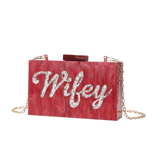 GANYUU Clutch mit Acrylkette, modisch, One-Shoulder-Umhängetasche, Handytasche, rot, Einheitsgröße von GANYUU