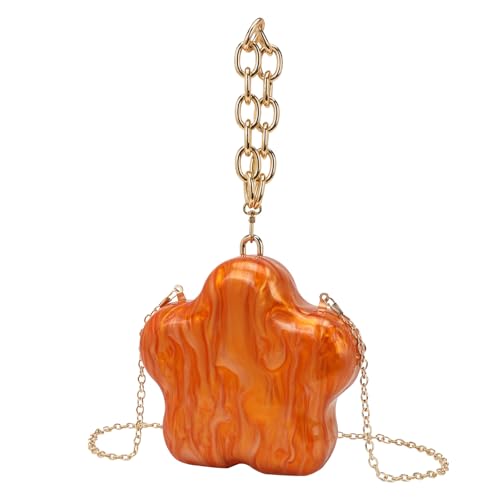 GANYUU Damen Star Bag Acryl Clutch Kette Schulter Crossbody Tasche Handytasche, Staorange, Einheitsgröße von GANYUU