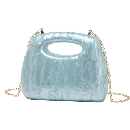 GANYUU Damen Stilvolle Abendtasche Retro Clutch Kette Schultertasche, blau, 20.5x8x16cm von GANYUU