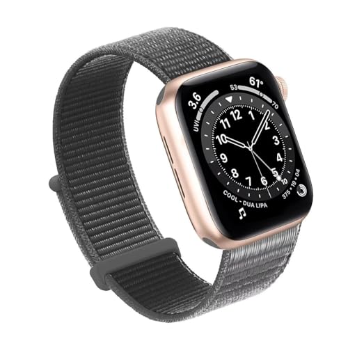 GANYUU Für Apple Watch Band 49MM 45MM 44MM 42MM 41MM 40MM 38MM, Frauen Männer Sport Nylon Loop Strap Für IWatch Serie Ultra 8 7 6 5 4 3 2 1 SE(Dark Gray,38/40/41mm) von GANYUU