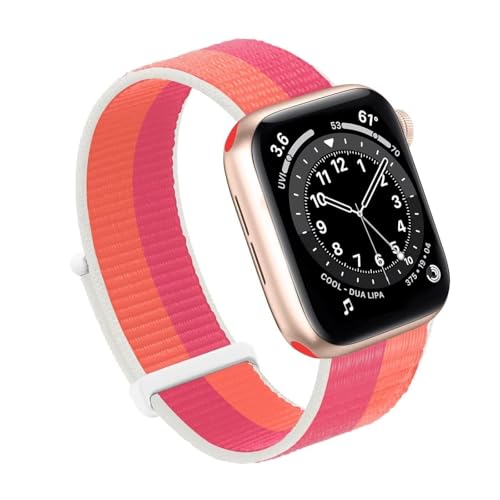 GANYUU Für Apple Watch Band 49MM 45MM 44MM 42MM 41MM 40MM 38MM, Frauen Männer Sport Nylon Loop Strap Für IWatch Serie Ultra 8 7 6 5 4 3 2 1 SE(Peony,38/40/41mm) von GANYUU