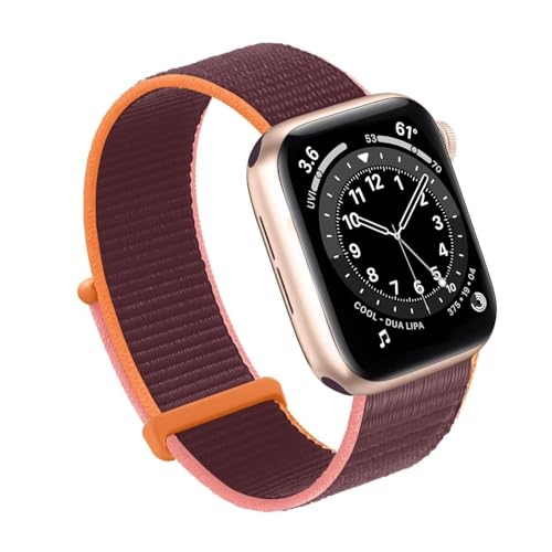 GANYUU Für Apple Watch Band 49MM 45MM 44MM 42MM 41MM 40MM 38MM, Frauen Männer Sport Nylon Loop Strap Für IWatch Serie Ultra 8 7 6 5 4 3 2 1 SE(Plum,38/40/41mm) von GANYUU