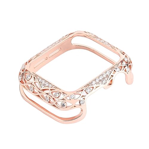 GANYUU Für uhr luxus frauen metall geschnitzte abdeckung 38mm 40mm 42mm 44mm 41mm 45mm protector case 7 / SE / 6/5 / 4/3/2/1 Diamond Watch Case.(Rose gold,S10 46mm) von GANYUU