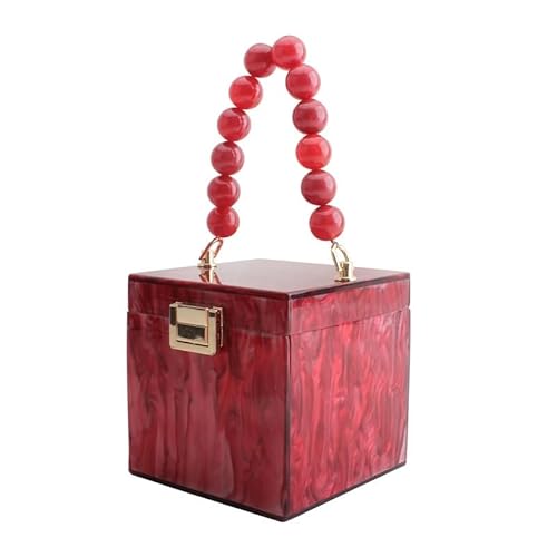 GANYUU Modische Acryl-Handtasche, kleine quadratische Tasche, Handytasche, rot, Einheitsgröße von GANYUU