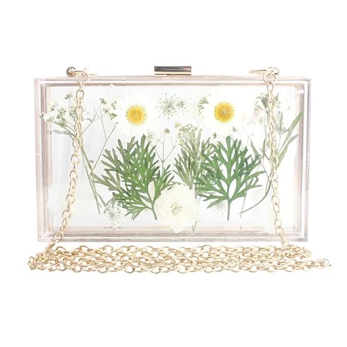 GANYUU Modische Acryl-Umhängetasche, transparent, Blumenmuster, Clutch, Umhängetasche, e, Einheitsgröße von GANYUU