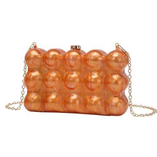 GANYUU Modische Damen-Clutch, Wellen, Perlglanz-Eierschalen-Umhängetasche, Umhängetasche, Handytasche, Orange, Einheitsgröße von GANYUU