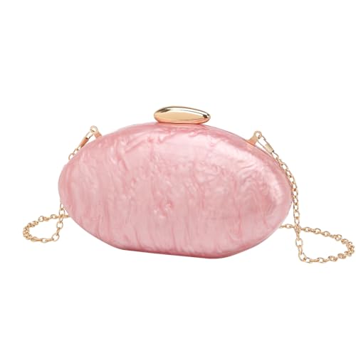 GANYUU Ovale Muscheltasche Acryl Mode Tasche Kette Umhängetasche Damen Handytasche, rose, Einheitsgröße von GANYUU