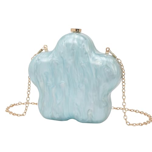 GANYUU Star Abendtasche Retro Mode Mini Acryl Clutch Damen Kette Crossbody Tasche, himmelblau/blau, Einheitsgröße von GANYUU
