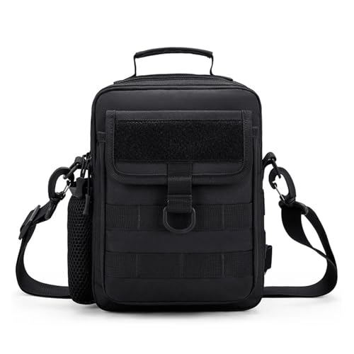 GANYUU Taktische Hüfttasche, Molle-Outdoor-Handtasche, wasserdicht, Camping, Reisen, Wandern, Trekking, Jagd, Schultertasche, Messenger, Angelrucksack, Schwarz , Einheitsgröße von GANYUU