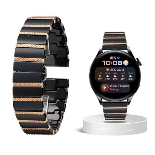 GANYUU Uhrenarmband, 20 mm, 22 mm, luxuriös, Keramik, Stahl, Schwarz, 22 mm, Achat von GANYUU