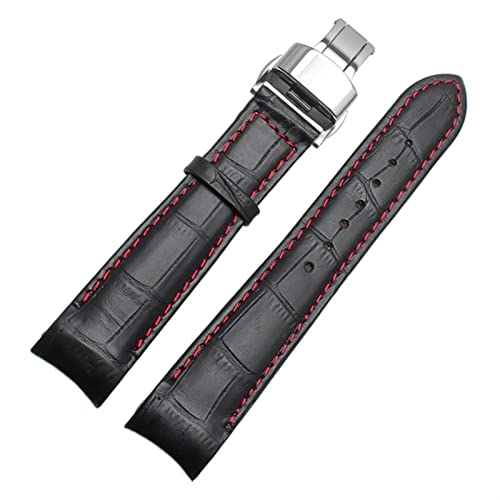 GANYUU Uhrenarmband mit gebogenem Ende, für Citizen BL9002-37 05A BT0001-12E 01A, echtes Leder mit Schmetterlingsschnalle, 20, 21, 22 mm, modisches Armband, 22 mm, Achat von GANYUU