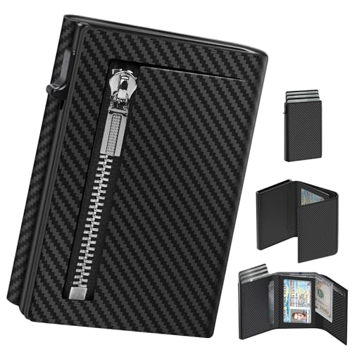 GAOCHALE Geldbörse Herren Slim Wallet RFID Schutz Leder Portmonee, Automatisches Popup Kartenetui Kreditkartenetui mit Banknotenfächer, münzfach, Ausweisfenster und Geschenkbox von GAOCHALE