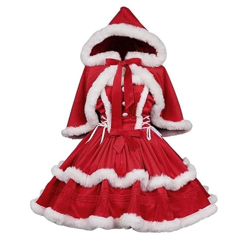 GAOCUNBING 2024 Damen Weihnachtskleid mit Umhang, Rotes Weihnachts-Hosenträger-Weihnachtsoutfits Kleid Ballkleid, Lolitakleid Winterwarmes Kleid S GAOCUNBING 2024 Damen Weihnachtskleid mit Umhang, Rotes Weihnachts-Hosenträger-Weihnachtsoutfits Kleid Ballkleid, Lolitakleid Winterwarmes Kleid S von GAOCUNBING