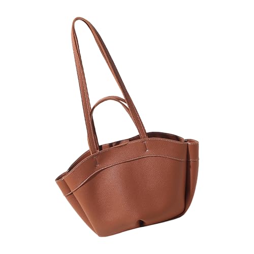 GAOFESA Damen Casual PU Leder Unterarmtasche Große Kapazität Schultertaschen Retro Handtasche für Tägliche Arbeit Büro und Reisen Verwendung Schultertasche, braun, One Size von GAOFESA