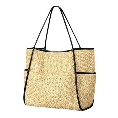 GAOFESA Elegante gewebte Schultertasche mit großem Fassungsvermögen, lässige Unterarmtasche, Reisehandtasche für Strand, Urlaub, Einkaufen und Picknicks, große Kapazität, Strandtasche von GAOFESA