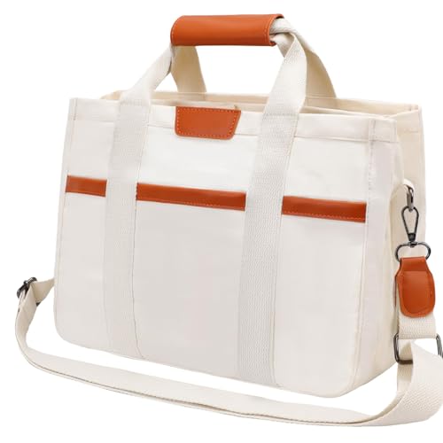 GAOFESA Lässige Canvas-Umhängetasche für Damen mit geräumigen Fächern, Crossbody-Tasche, Tragegriff oben für Vielseitigkeit, Tasche mit Tragegriff oben, weiß, One Size GAOFESA Lässige Canvas-Umhängetasche für Damen mit geräumigen Fächern, Crossbody-Tasche, Tragegriff oben für Vielseitigkeit, Tasche mit Tragegriff oben, weiß, One Size von GAOFESA
