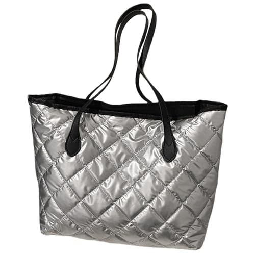 GAOFESA Moderne Schultertasche PU Handtasche Große Kapazität Einkaufstasche Gesteppte Unterarm-Geldbörse für Arbeit Schule und Reisen Winter Umhängetasche, silber, One Size GAOFESA Moderne Schultertasche PU Handtasche Große Kapazität Einkaufstasche Gesteppte Unterarm-Geldbörse für Arbeit Schule und Reisen Winter Umhängetasche, silber, One Size von GAOFESA
