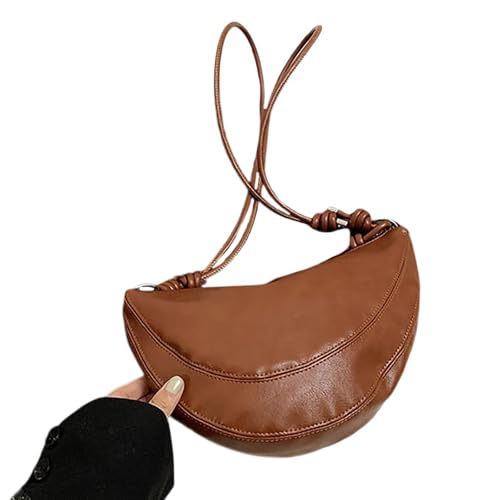 GAOFESA Modische Damen-Umhängetasche, einfarbig, klein, aus PU-Leder, mit Reißverschluss, für Freizeit und Pendler, braun, One Size von GAOFESA