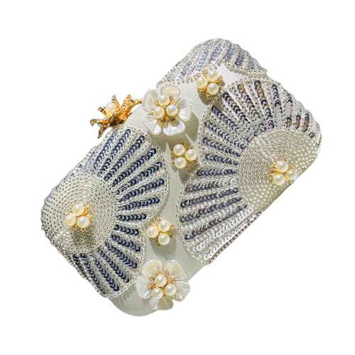 GAOFESA Modische Damentasche Abendtasche Geldbörse mit funkelnden Pailletten und Perlen geeignet für besondere Anlässe Hochzeit Abendtasche, silber, One Size GAOFESA Modische Damentasche Abendtasche Geldbörse mit funkelnden Pailletten und Perlen geeignet für besondere Anlässe Hochzeit Abendtasche, silber, One Size von GAOFESA