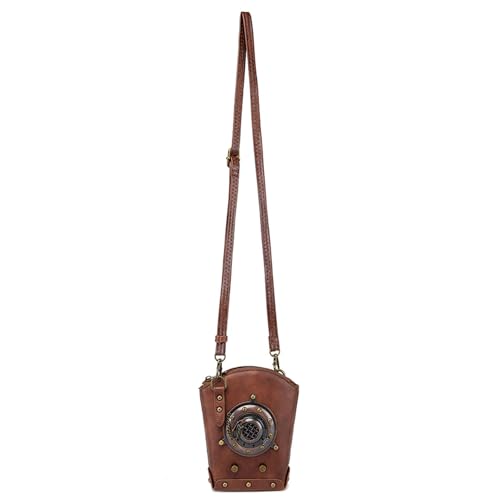 GAOFESA Punk-Leder-Umhängetasche für Damen, Punk-Umhängetaschen mit verstellbarem Riemen, lässige Umhängetasche, kompakte Handytasche, kleine Umhängetasche von GAOFESA