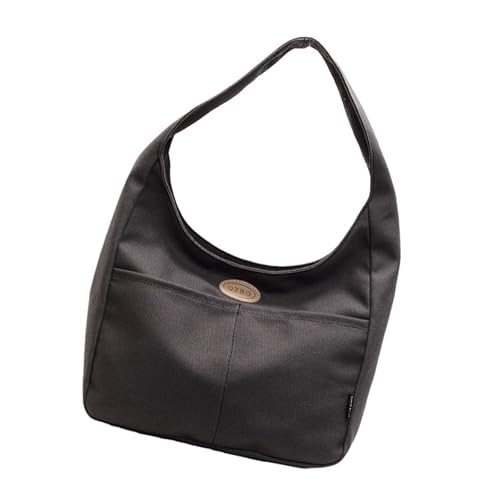 GAOFESA Schlichte Nylon-Handtasche, großes Fassungsvermögen, einfarbige Unterarmtasche, geräumige Einkaufstasche für Pendler und lässige Reise, Farbe: Schwarztee, One Size GAOFESA Schlichte Nylon-Handtasche, großes Fassungsvermögen, einfarbige Unterarmtasche, geräumige Einkaufstasche für Pendler und lässige Reise, Farbe: Schwarztee, One Size von GAOFESA