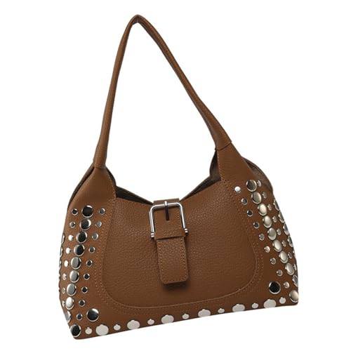 GAOFESA Stilvolle Unterarmtasche in praktischen PU-Umhängetaschen, Eimer-Handtasche mit geräumigem Innenraum für Alltag und Veranstaltung, Retro-Handtasche, braun, One Size von GAOFESA