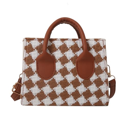 GAOFESA Vielseitige karierte Tragetasche, Schultertasche, Handtasche, bleibt organisiert und langlebig, braun, One Size von GAOFESA