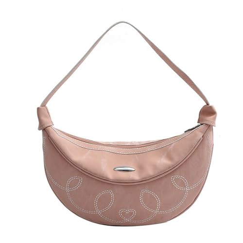 GAOFESA Vielseitige modische Geldbörse in Mondform für Damen, Unterarmtasche mit Innentasche, PU-Leder, Nähen, Herz, Schultertasche, trendige Unterarmtasche, C, One Size von GAOFESA