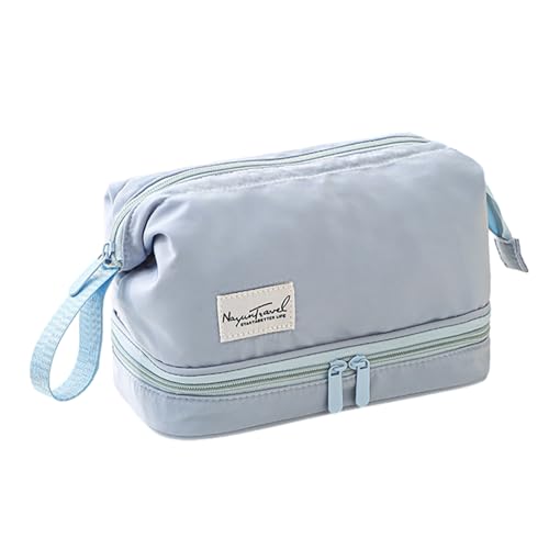 Große Make-up-Tasche, doppellagig, Reise-Kulturbeutel, Kosmetiktasche, Aufbewahrung für Damen und Mädchen, blau, S, Mass Beauty Große Make-up-Tasche, doppellagig, Reise-Kulturbeutel, Kosmetiktasche, Aufbewahrung für Damen und Mädchen, blau, S, Mass Beauty von GAOFESA