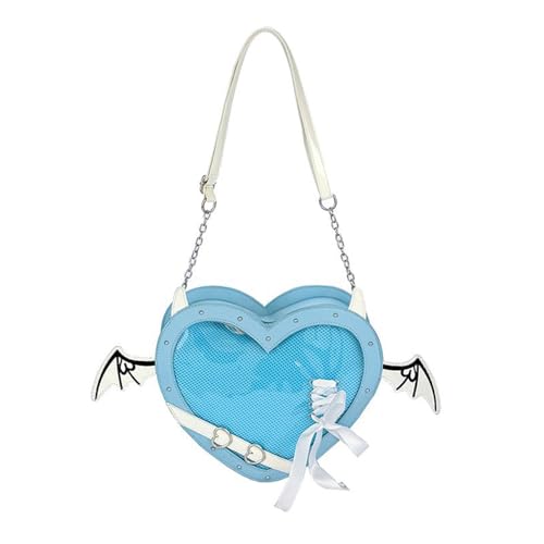 Itabag Umhängetasche in Herzform, japanischer Stil, Umhängetasche, Kuriertasche, modische Dating-Tasche für Pin-Display, süße Schleifen, schöne Dating-Tasche, Teenager, japanische Umhängetasche, blau Itabag Umhängetasche in Herzform, japanischer Stil, Umhängetasche, Kuriertasche, modische Dating-Tasche für Pin-Display, süße Schleifen, schöne Dating-Tasche, Teenager, japanische Umhängetasche, blau von GAOFESA