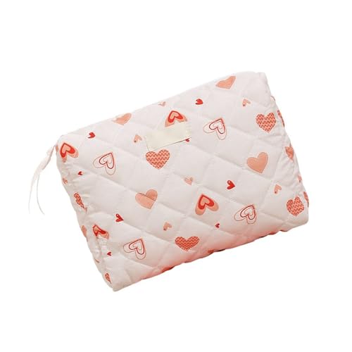 Kosmetiktasche für Damen, süßes Herzmuster, gesteppt, Baumwolle, Reise-Make-up-Organizer mit geräumigen Fächern, Kulturbeutel, Stil 2, Mass Beauty Kosmetiktasche für Damen, süßes Herzmuster, gesteppt, Baumwolle, Reise-Make-up-Organizer mit geräumigen Fächern, Kulturbeutel, Stil 2, Mass Beauty von GAOFESA