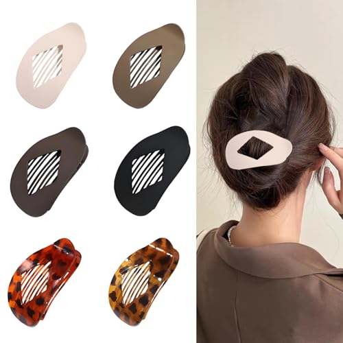 Flache Haarspangen Damen, 6 Stück, flache Haarklammern für dickes, dünnes, lockiges, glattes Haar, große Entenschnabel-Haarspangen, rutschfeste Haarclips Haarschmuck von GAOGHE