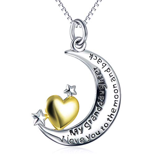 GAOHONGMEI Halskette mit Anhänger aus 100% Sterlingsilber mit gelbem Buchstaben „I Love You To The Moon And Back“, zweifarbig, personalisierbar Gr. One size, silber von GAOHONGMEI