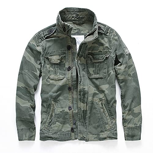 GAOHONGMEI Herren Jeansjacke Camouflage Werkzeugmantel Outdoor Casual Lose Jacken Militär Langarm Outwear Tops 01-L von GAOHONGMEI
