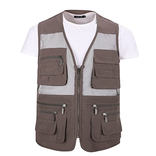 GAOHONGMEI Herren-Outdoor-Mesh-Weste mit mehreren Taschen, schnell trocknend, atmungsaktiv, für Fotografie, Freizeitjacke, Mantel, Jagd, Weste, Oberbekleidung 03-9XL von GAOHONGMEI