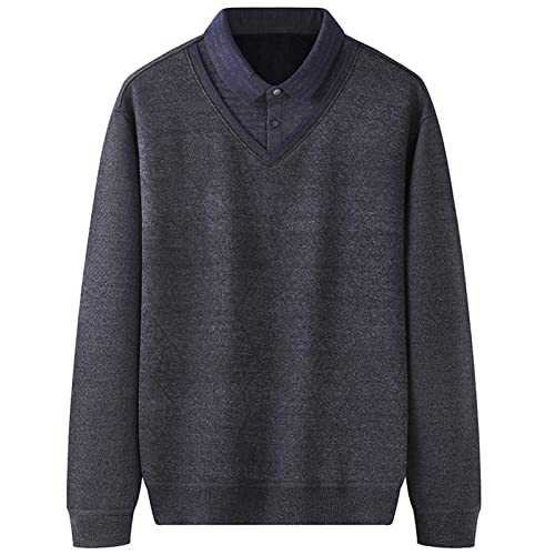 GAOHONGMEI Herren Strickpullover Plus Size Warm Plus Samt Strickwaren Pullover Winter Langarm Pullover Jacken V Ausschnitt Outwear Top Grau 3XL von GAOHONGMEI