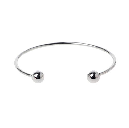 GAOINTELL Edelstahl Silber Offener Armreifen Einstellbares Armband Zwei Perlenmanschette Stylish Armband Mit Verstellbarer Größen Frauen Edelstahl Starter Charme FIT Zauberperlen von GAOINTELL