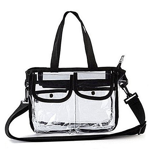 GAOINTELL Frauen PVC Umhängetasche Handtasche Reisen Tasche Kosmetische Strandkreisspeicher Für C Handtaschen Für Damen Schwarz von GAOINTELL