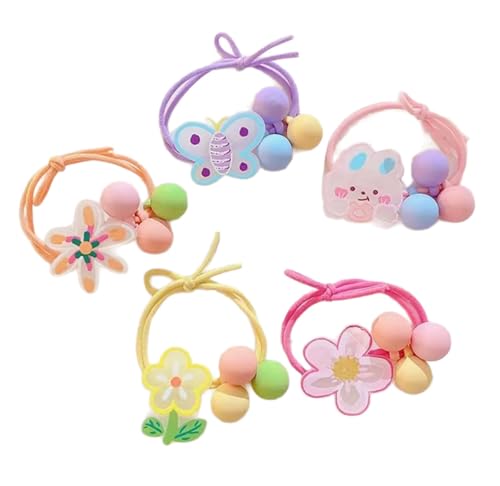 Schöne Haarbänder Set Mädchen Casual Süße Elastische Haar Seil Haar Krawatten Pferdeschwanz Kinder Haar Zubehör 5PCS von GAOINTELL