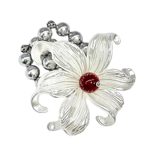 Vintage Flowers Finger Ringe Übertrieben Open Design White Ton Statement Ringe Schmuck Für Frauen Weiß Großer Blumenring von GAOINTELL